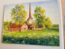 Load image into Gallery viewer, Vintage Oil Painting on Board, European Church In Meadow, Landscape
