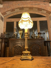 Load image into Gallery viewer, Antique Bronze Louis XIV Triform Classical Table Lamp, Rewired
