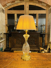 Load image into Gallery viewer, Pair Of French Cut Crystal &amp; Gilded Brass Table Lamp “Cristal D’albert” Vintage
