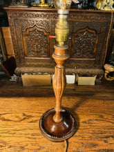 Load image into Gallery viewer, Antique English Carved Mahogany Table Lamp, Edwardian Lighting
