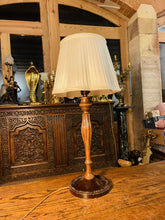 Load image into Gallery viewer, Antique English Carved Mahogany Table Lamp, Edwardian Lighting
