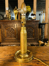 Load image into Gallery viewer, Pair Of Vintage Brass Artillery Shell Casings As Table Lamps, Military Lamp
