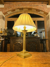 Load image into Gallery viewer, Antique 19th C English Brass Corinthian Table Lamp, Rewired
