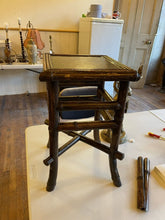 Load image into Gallery viewer, 19thc English Chinoiserie Bamboo Side Table, Leather Top
