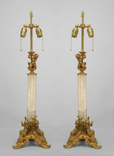 Load image into Gallery viewer, Pair Of Gilt Bronze &amp; Rock Crystal Table Lamp, French Napoleon III Style
