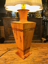 Load image into Gallery viewer, Vintage Art Deco Style Burr Walnut &amp; Thuya Table lamp, Inlaid Marquetry
