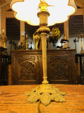 Load image into Gallery viewer, Antique Signed Gilded Bronze French Empire Style Table Lamp, Rewired
