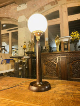 Load image into Gallery viewer, Vintage Art Deco Bakelite &amp; Opaline Glass Globe Table Lamp
