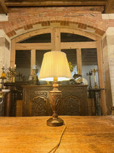 Load image into Gallery viewer, Antique Hand Carved Oak Table Lamp, Jacobean Design
