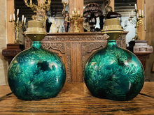 Load image into Gallery viewer, Vintage Pair Of ‘Maison Le Dauphin’ Emerald Green Table Lamps, MCM
