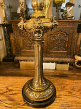 Load image into Gallery viewer, Antique Solid Bronze Table Lamp, Lion Mask Decoration
