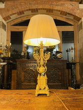 Load image into Gallery viewer, Antique Louis XIV Style Gilded Bronze Candleabra Table Lamp
