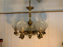 Load image into Gallery viewer, Antique Bronze 6 Arm Victorian Style Gasolier Chandelier, English Lion’s
