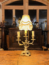 Load image into Gallery viewer, Antique Louis XVI Style French Gilded Bronze Candleabra Table Lamp, Rococo
