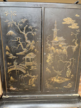 Load image into Gallery viewer, Regency 19th Century Chinoiserie Black Lacquered Cabinet
