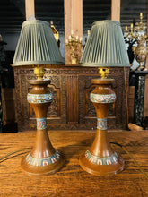 Load image into Gallery viewer, 19th Century Japanese Enamelled Bronze Cloissonne Table Lamps, Pair, Rewired
