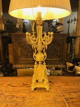 Load image into Gallery viewer, Antique Louis XIV Style Gilded Bronze Candleabra Table Lamp
