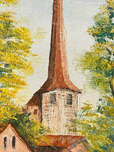 Load image into Gallery viewer, Vintage Oil Painting on Board, European Church In Meadow, Landscape
