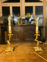 Load image into Gallery viewer, Antique Louis XV Style Bedside Lamps, Pair Table Lamps, French Ormolu Bronze
