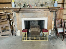 Load image into Gallery viewer, Antique Brass &amp; Italian Red Leather Club Fender, From Stately Home
