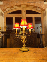 Load image into Gallery viewer, Antique Bronze 3 Branch Table Lamp, Georgian Style ‘Knole’ Candelabra, Rewired
