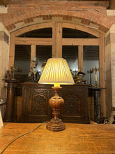 Load image into Gallery viewer, Antique Vintage Carved Wooden German Table Lamp, Traditional Lighting
