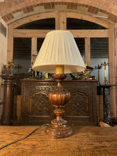 Load image into Gallery viewer, Antique Vintage Carved Wooden German Table Lamp, Traditional Lighting
