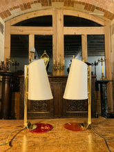 Load image into Gallery viewer, Pair Of Mid Century Gold Plated Spanish Table Lamps, By ‘Milan’
