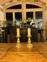 Load image into Gallery viewer, Pair Of Antique Dutch Style Solid Brass Table Lamps, Candlesticks
