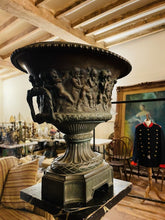 Load image into Gallery viewer, Large 19th Century Solid Bronze, Neo-Classical Urn, Greek Putti Frieze
