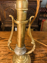 Load image into Gallery viewer, Antique Solid Brass Gimbal Ships Table Lamp, British Navy, Rail Carriage Light
