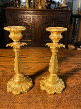 Load image into Gallery viewer, Pair Of Ormolu Bronze 18th/19th Century Candlesticks, Louis XVI
