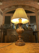 Load image into Gallery viewer, Antique Vintage Carved Wooden German Table Lamp, Traditional Lighting
