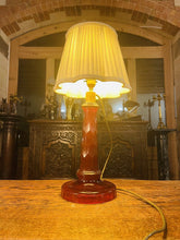 Load image into Gallery viewer, Antique Ruby Red Cut Glass Table Lamp
