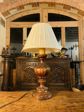 Load image into Gallery viewer, Antique Vintage Carved Wooden German Table Lamp, Traditional Lighting
