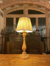 Load image into Gallery viewer, Rustic French Farmhouse Chic Table Lamp, Antique Pitch Pine Lamp
