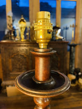 Load image into Gallery viewer, Antique Carved Wooden Barley Twist Table Lamp
