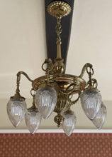 Load image into Gallery viewer, 19th Century English Bronze &amp; Cut Glass Chandelier, Neo Classical Georgian
