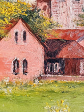 Load image into Gallery viewer, Vintage Oil Painting on Board, European Church In Meadow, Landscape
