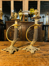 Load image into Gallery viewer, 19th Century Antique Prussian Officers Sword Candlestick Pair
