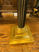 Load image into Gallery viewer, Antique Brass Oil Lamp With Cut Glass Bowl, Table Lamp, “Duplex, Youngs”
