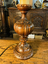 Load image into Gallery viewer, Antique Vintage Carved Wooden German Table Lamp, Traditional Lighting
