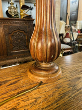 Load image into Gallery viewer, Antique Large Carved Wooden Lamp, Scrolling Leaf Decoration
