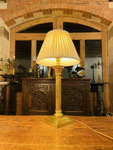 Load image into Gallery viewer, Antique 19th C English Brass Corinthian Table Lamp, Rewired
