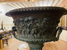 Load image into Gallery viewer, Large 19th Century Solid Bronze, Neo-Classical Urn, Greek Putti Frieze
