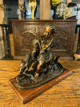 Load image into Gallery viewer, A.J Peiffer (French, 1832-1886) Bronze Group Of Putto With A Setter On Marble
