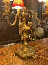 Load image into Gallery viewer, Antique Bronze 3 Branch Table Lamp, Georgian Style ‘Knole’ Candelabra, Rewired
