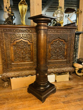 Load image into Gallery viewer, 19th Century Carved Oak Column Pedestal, Plant Stand, Plinth
