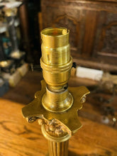 Load image into Gallery viewer, Antique 19th C English Brass Corinthian Table Lamp, Rewired
