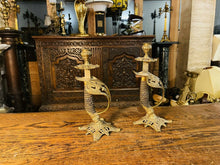 Load image into Gallery viewer, 19th Century Antique Prussian Officers Sword Candlestick Pair
